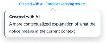 AI notice with tooltip