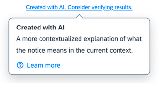 AI notice with tooltip and link