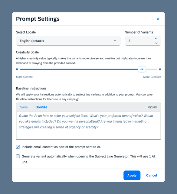 AI prompt settings example