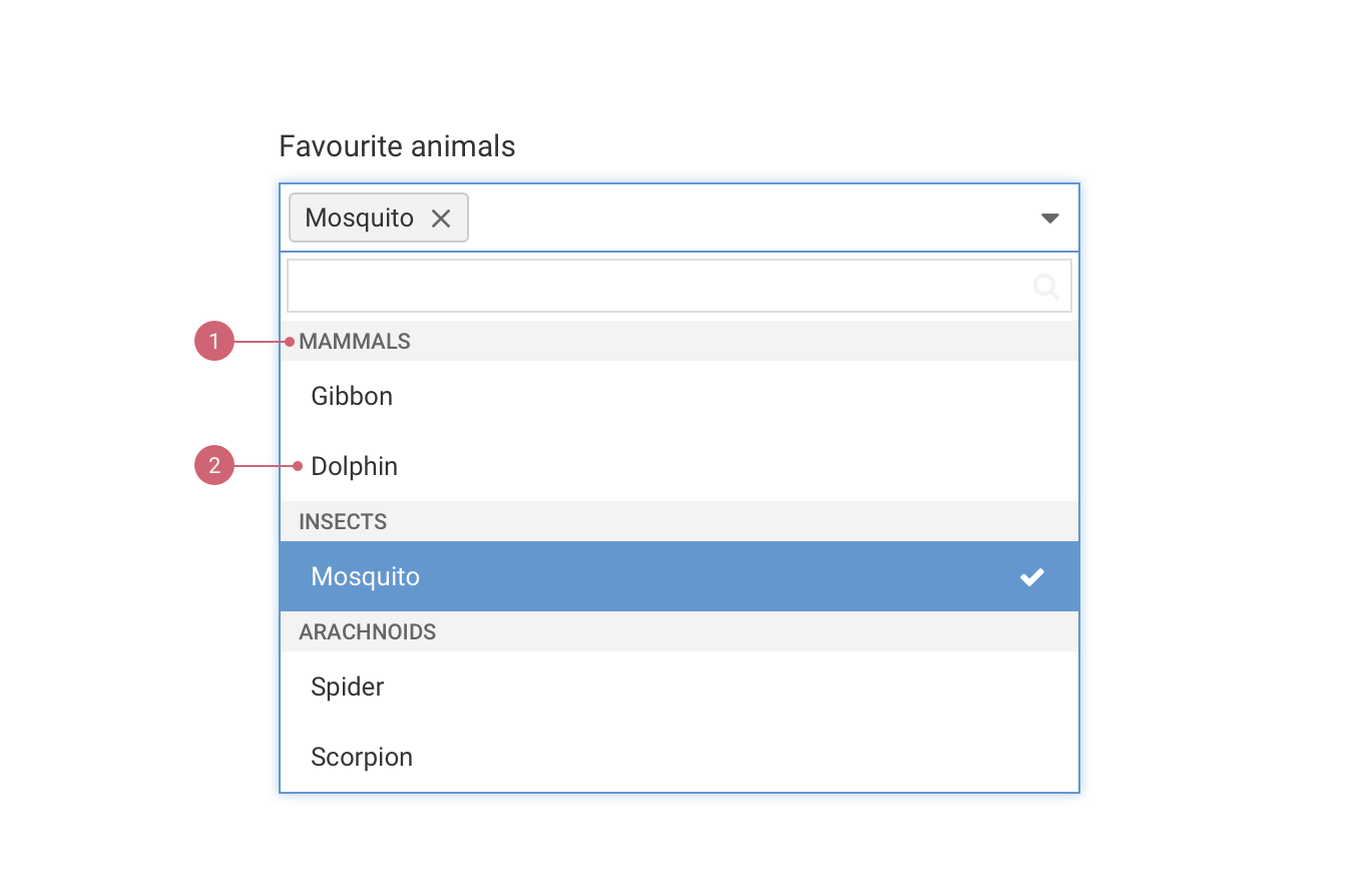 Multiselect grouping